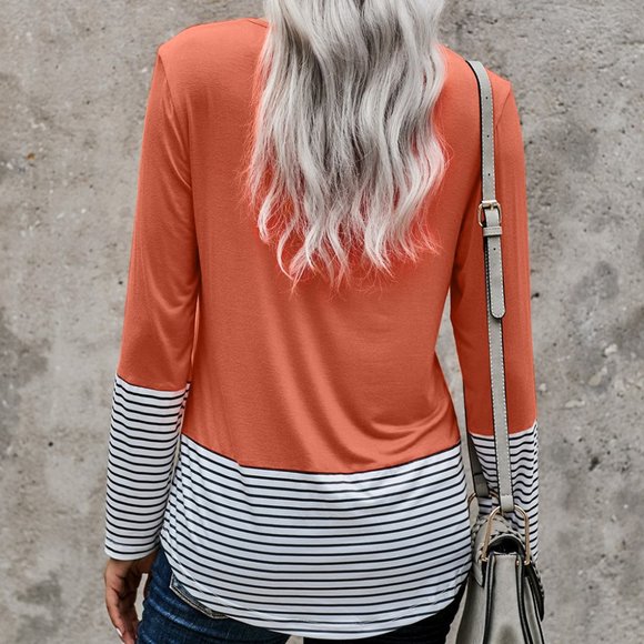 Orange Striped Sequin Pocket Shirt - Picture 6 of 14